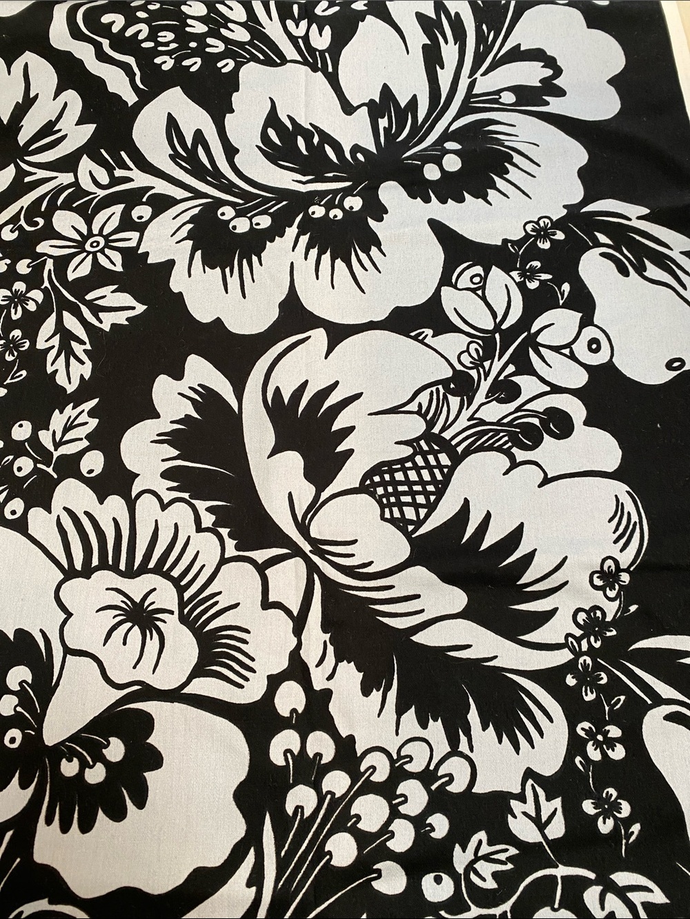 NEW Tampella Fabric ‘Antelias ’ Material Finland Made 78” X 50” Black/ Pale Blue